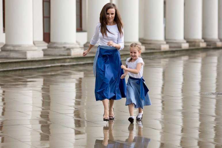 2MOTHER AND DAUGHTER MATCHING SKIRTS SET - BLUE SKY