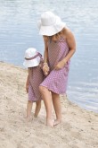 2A SET OF TRAPEZOID PINK POLKA DOT DRESSES  FOR MOTHER AND DAUGHTER
