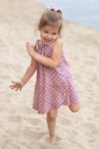 2TRAPEZOID PINK POLKA DOT DRESS FOR A GIRL WITH BINDING