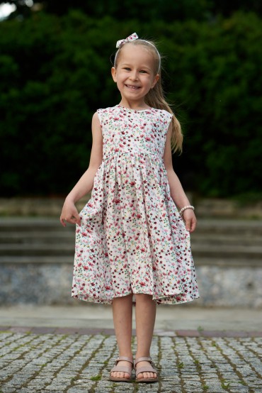 SUMMER FLORAL DRESS FOR GIRL WITH A NECKLINE AT THE BACK - POWER OF FLOWERS