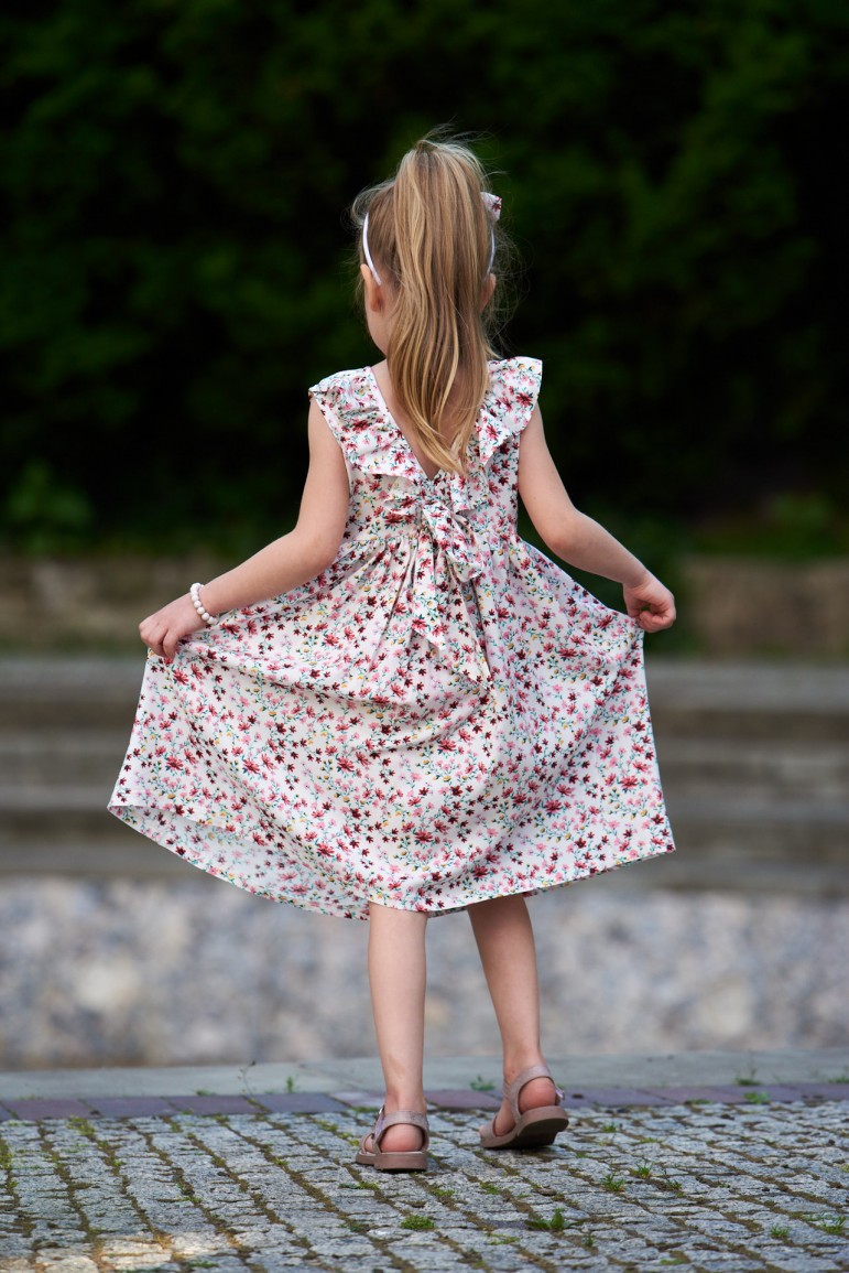 2SUMMER FLORAL DRESS FOR GIRL WITH A NECKLINE AT THE BACK - POWER OF FLOWERS