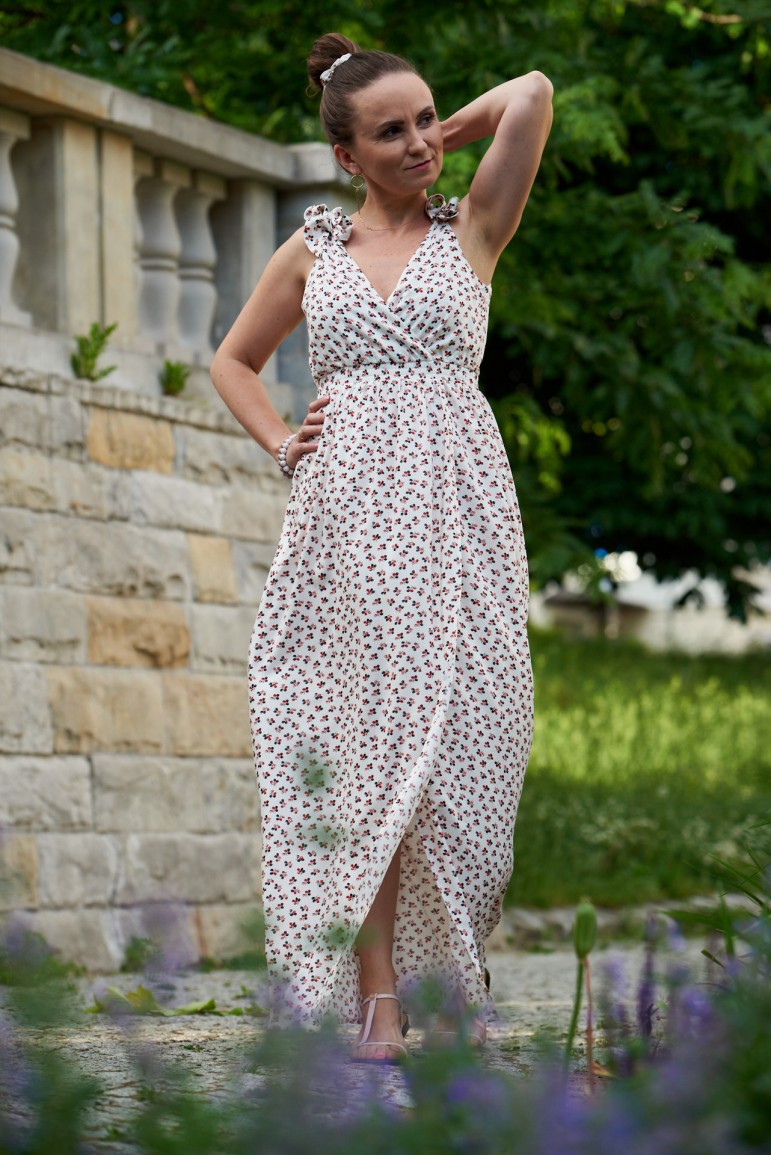2MAXI DRESS WITH BELTED STRAPS -BERRIES