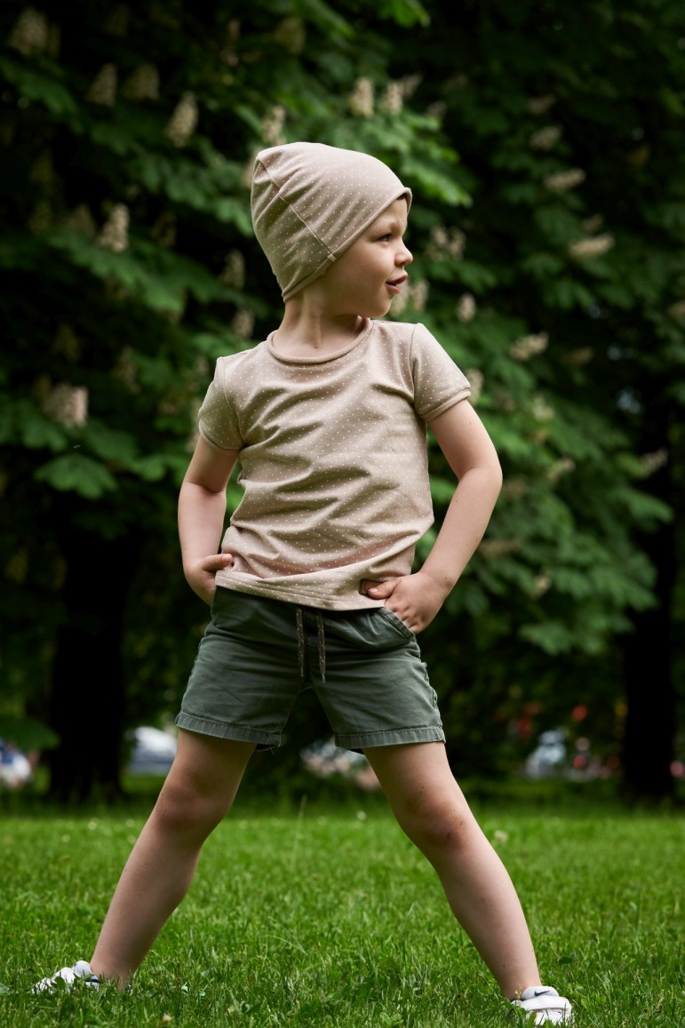 2CASUAL T SHIRT FOR A BOY - BEIGE DOTS