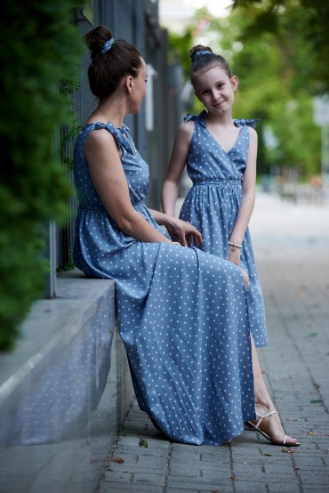 SUMMER DRESSES FOR MOTHER AND DAUGHTER - BLUE SKY