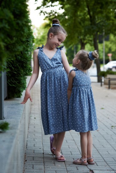 SET OF SUMMER DRESSES FOR GIRLS WITH TIE BANDS - BLUE SKY