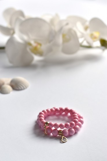 BRACELETS FOR MOTHER AND DAUGHTER "LOVE" - PINK POWDER
