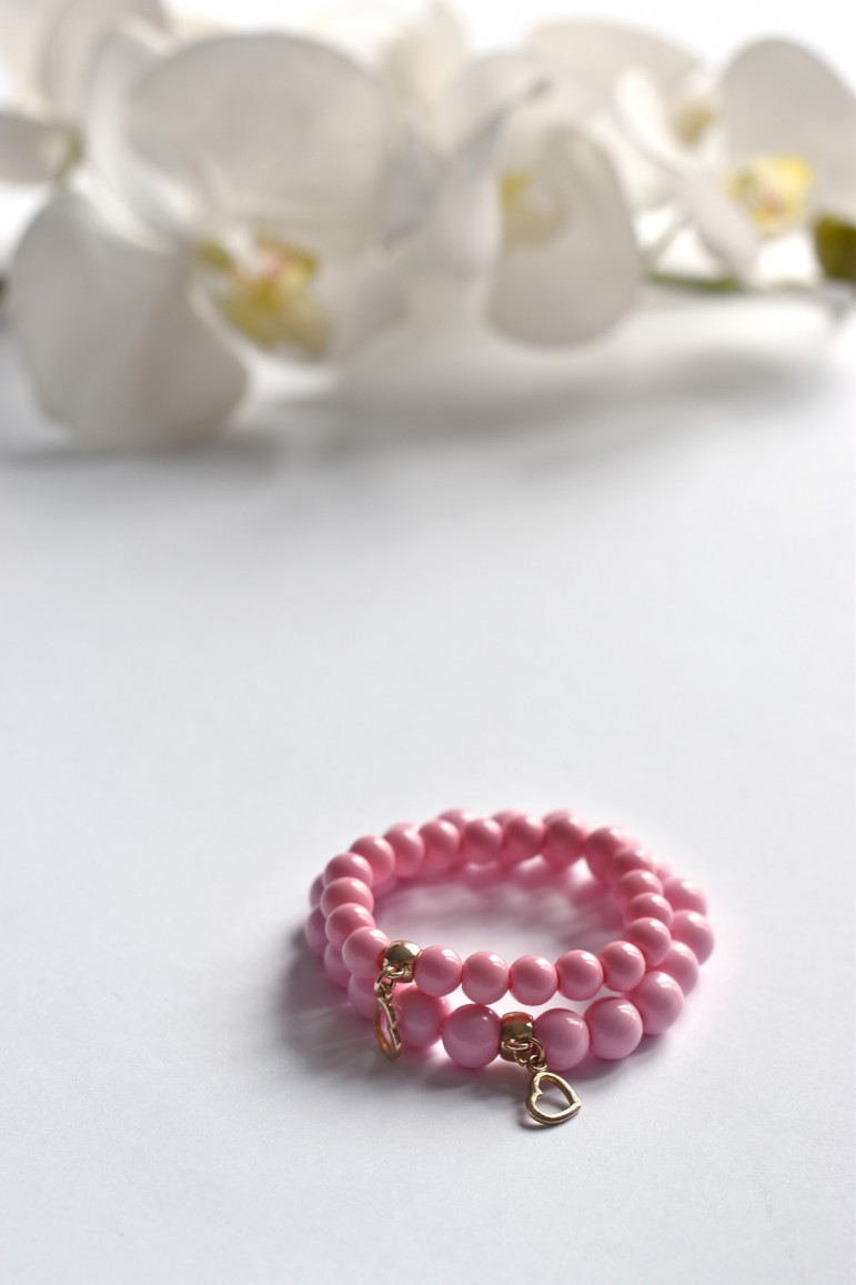 2BRACELETS FOR MOTHER AND DAUGHTER "LOVE" - PINK POWDER