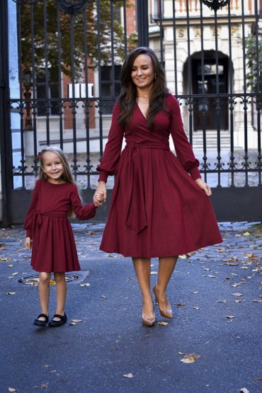 SPLENDID DRESSES FOR MOTHER AND DAUGHTER - BURGUNDY