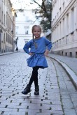 2LOOSE DRESS WITH A FRILL AND BELT FOR GIRLS - BLUE