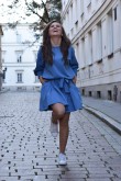 2LOOSE DRESS WITH A FRILL - BLUE
