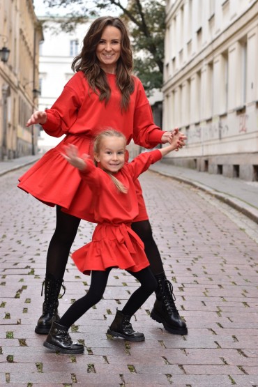czerwone sukienki dla mamy i córki