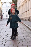 2LOOSE DRESS WITH A FRILL AND BELT FOR GIRLS - GREEN