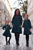 2A SET OF LOOSE DRESSES WITH A FRILL FOR MOTHER AND DAUGHTER - BOTTLE GREEN COLOR