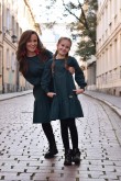 2A SET OF LOOSE DRESSES WITH A FRILL FOR MOTHER AND DAUGHTER - BOTTLE GREEN COLOR