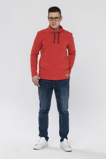 MEN'S SWEATSHIRT WITH CHIMNEY COLLAR - FAMILY IN RED
