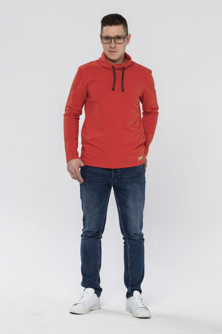 2MEN'S SWEATSHIRT WITH CHIMNEY COLLAR - FAMILY IN RED