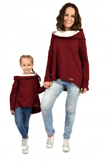 THE SET OF OVERSIZED HOODIE FOR MOTHER AND DAUGHTER - BURGUNDY BURGUNDY