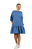 2LOOSE DRESS WITH A FRILL - BLUE