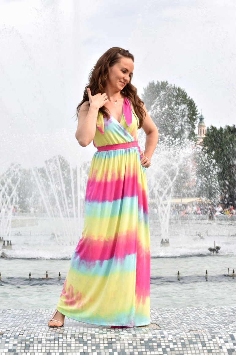 2MAXI DRESS WITH BELTED STRAPS -RAINBOW