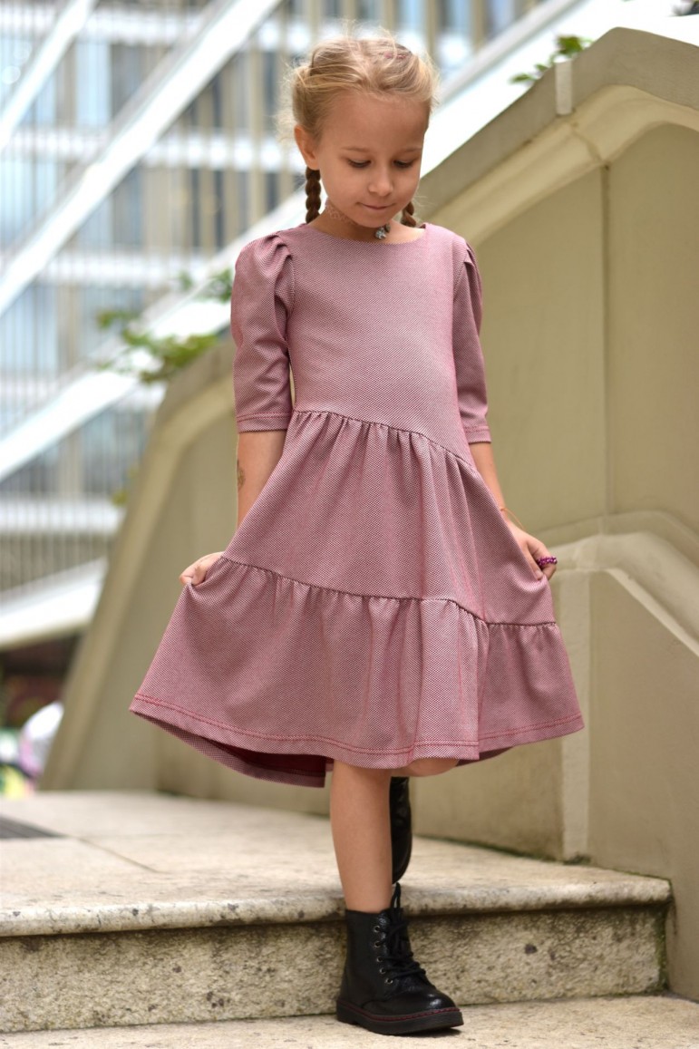 2GIRL'S DRESS - FRILLS COLLECTION MAROON PINK