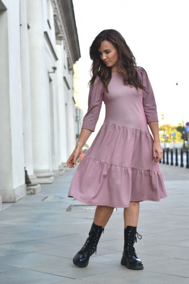 WOMAN'S DRESS MAROON PINK _ FRILLS COLLECTION