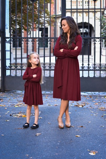 sukienki czerwone mama i córka