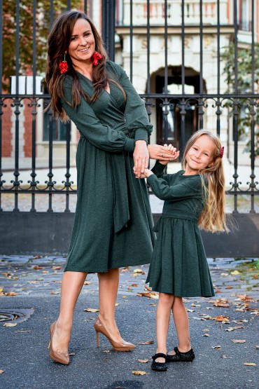 zielone sukienki eleganckie dla mamy i córki