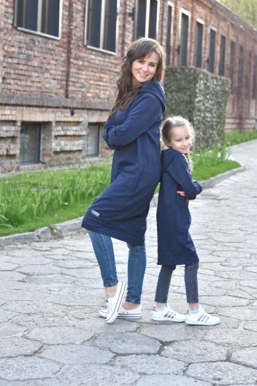 CASUAL LOOSE LONG HOODED SWEATSHIRT FOR MOTHER AND DAUGHTER - WASHED JEANS