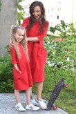 2MOTHER DAUGHTER MATCHING DRESS WITH BIG POCKETS - RED