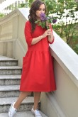 2LADIES DRESS WITH BIG POCKETS - RED