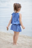 2Trapezoid blue polka dot dress with binding